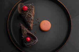 Natural food coloring on orange and black Halloween desserts