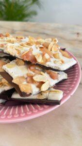 frozen peach coconut bark broken pieces